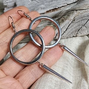 Lightweight Earrings Silver O Ring Dandling Long Hypoallergenic Earrings